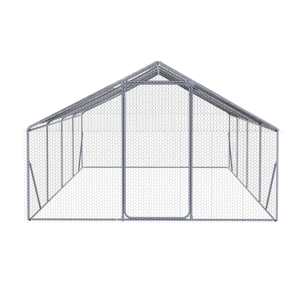 Outdoor Chicken Coop Large Space With Safety Features - Silver Gray