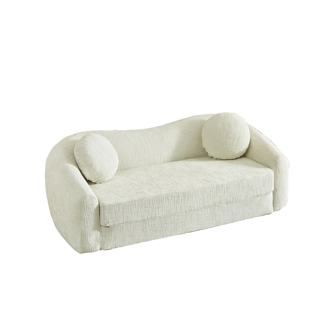 Curved Convertible Sofa, 2 In 1 Frameless Folding Sofa Bed With Pull Out Base And Deep Seat