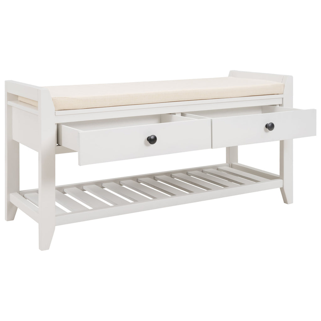Multipurpose Entryway Shoe Rack With Cushioned Seat And Drawers