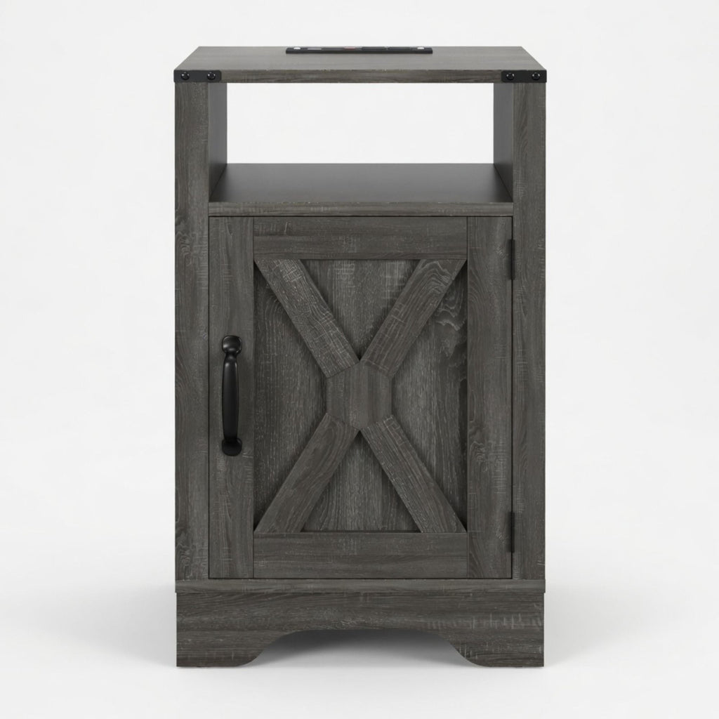 Farmhouse Nightstand, Charging Station & Storage