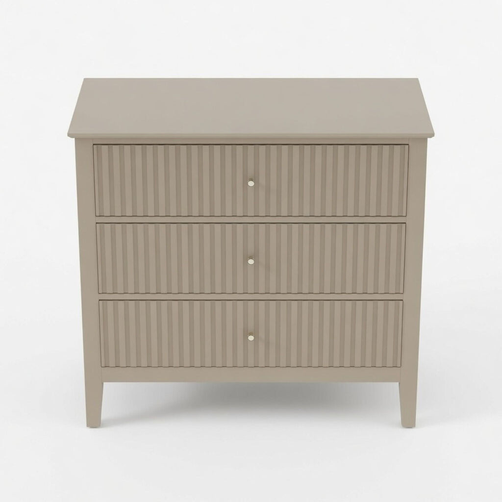 Fluted 3 Drawer Nightstand With Soft Close Slides