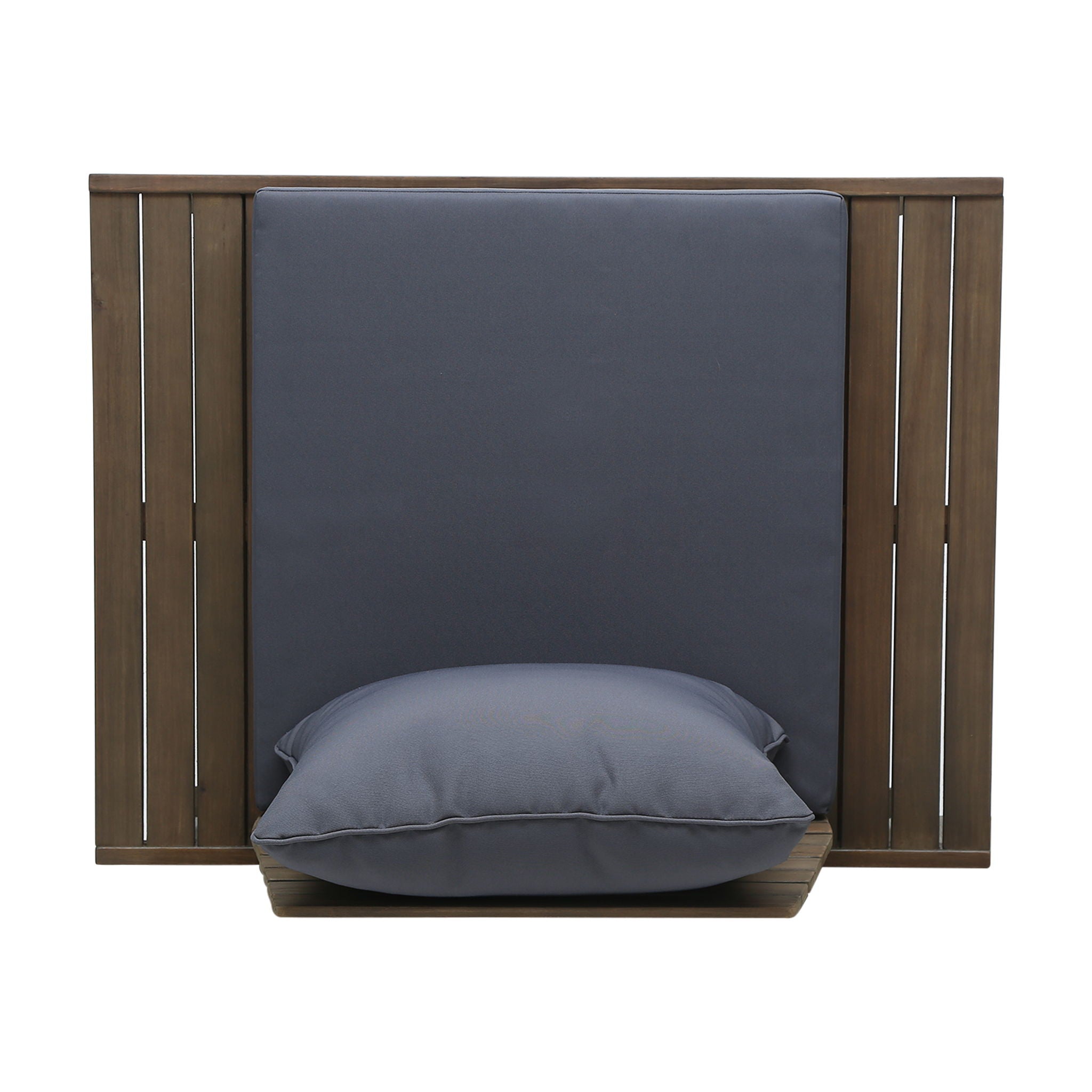 Aticus - 4 Person Outdoor Seating Group With Cushions, Slatted Club Chair - Dark Gray