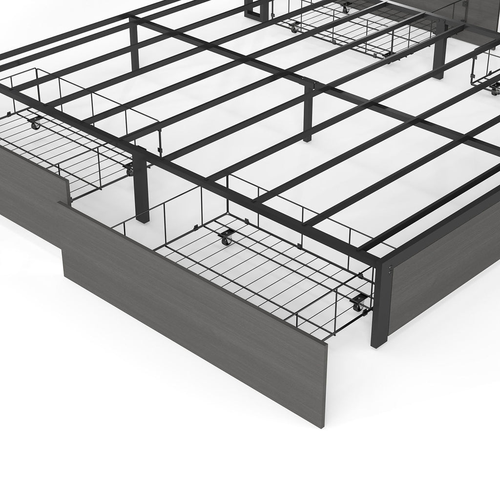 Bed Frame With Headboard, LED Lights & Charging Station