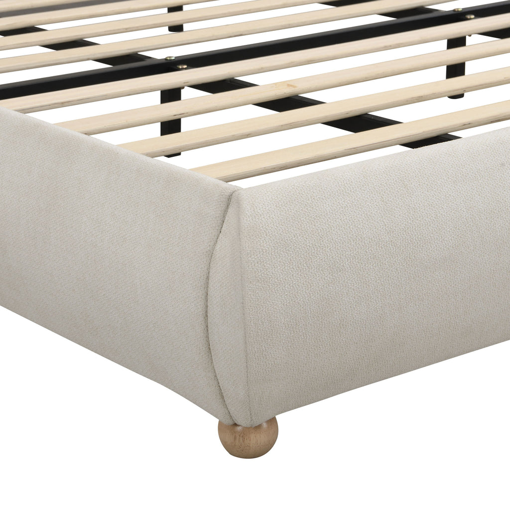 Upholstered Platform Bed Frame With Curved Headboard