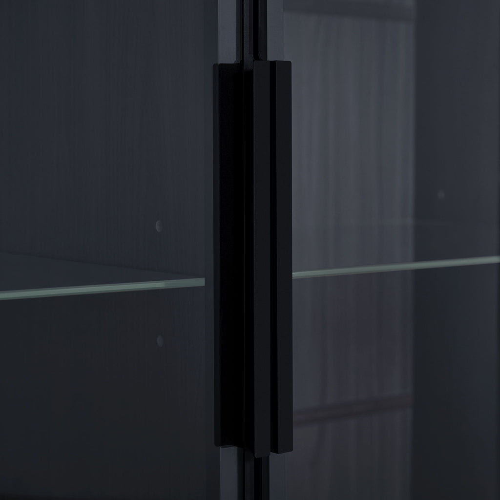 Modern Minimalist Style LED Curio Cabinet With Tempered Glass Door, Metal Legs
