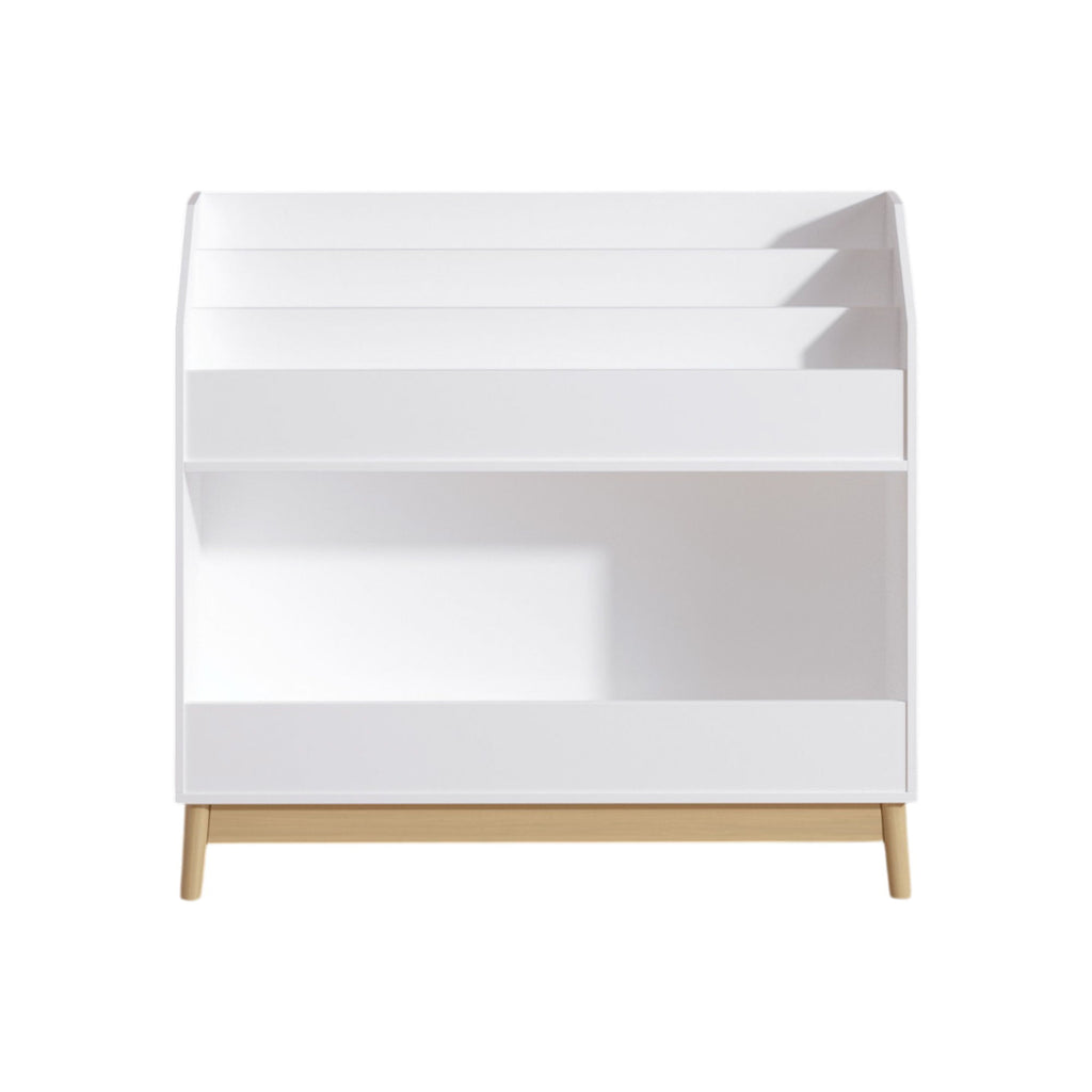 Bookcase Organizer With Storage, 3 Tier Toddler Book Display Shelf For Playroom - White