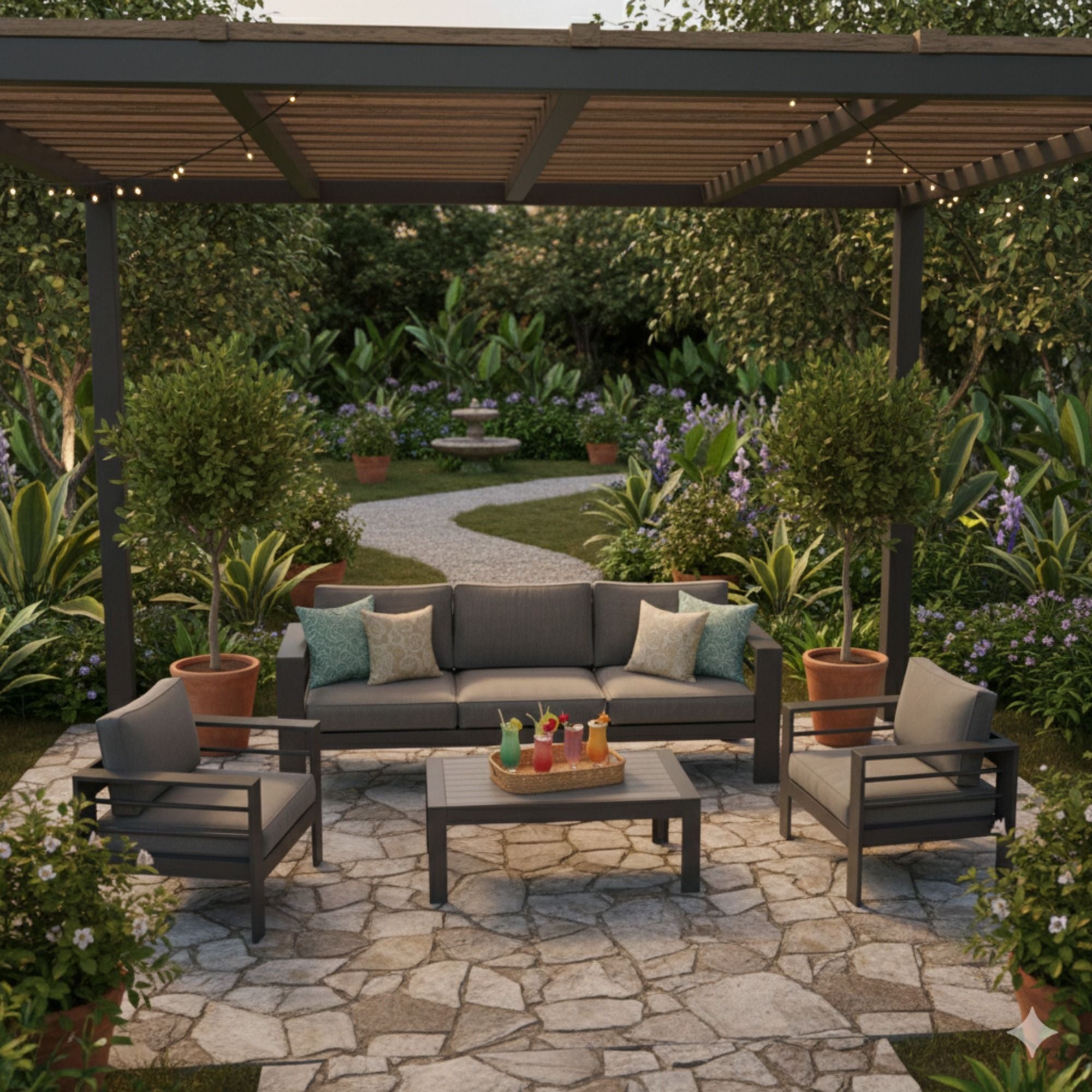 Outdoor Patio Set, All-Weather & Thick Cushions