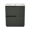 Fluted Bathroom Vanity With Ceramic Sink, Soft Close Slides