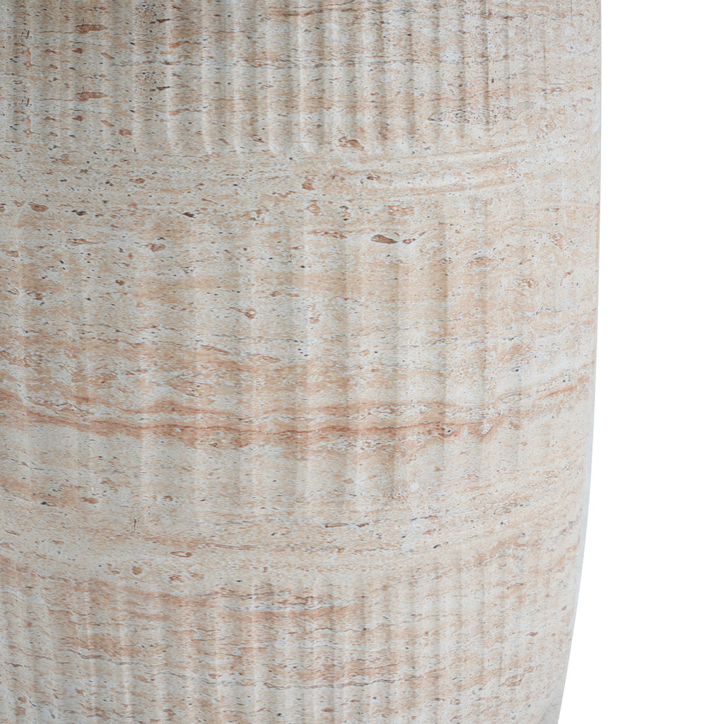 Stylish Outdoor / Indoor Lightweight Concrete Side Table With Travertine - Beige