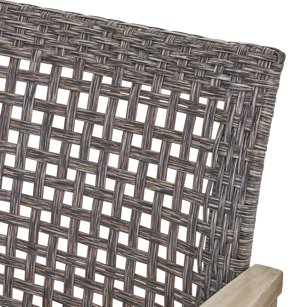 Hampton - Outdoor Wood And Wicker Loveseat - Gray