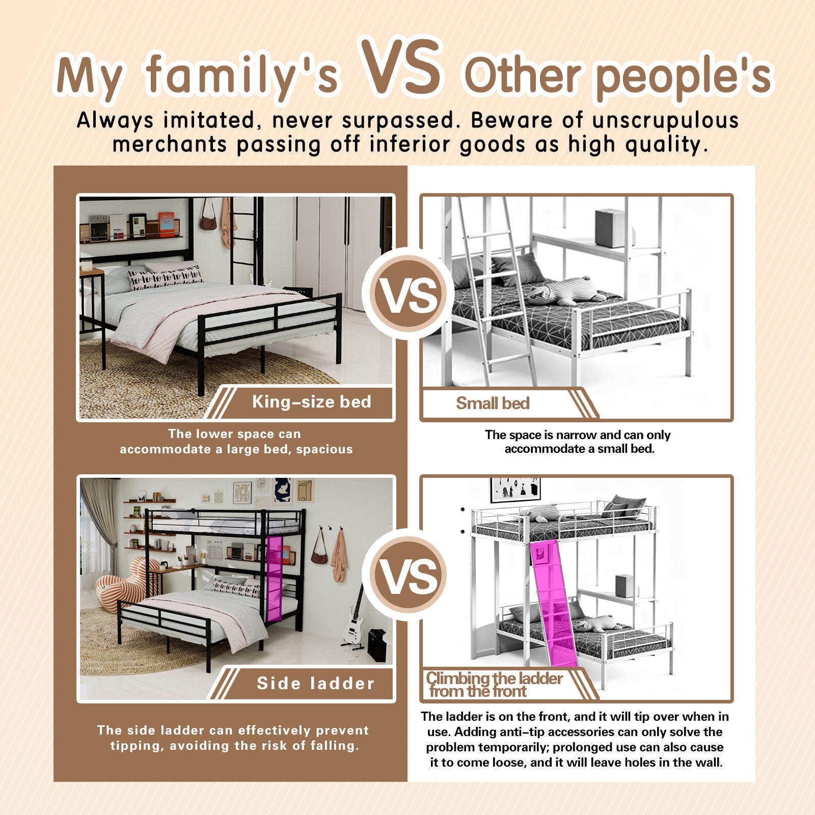 Bunk Bed With Built In Desk & Guardrail Frame