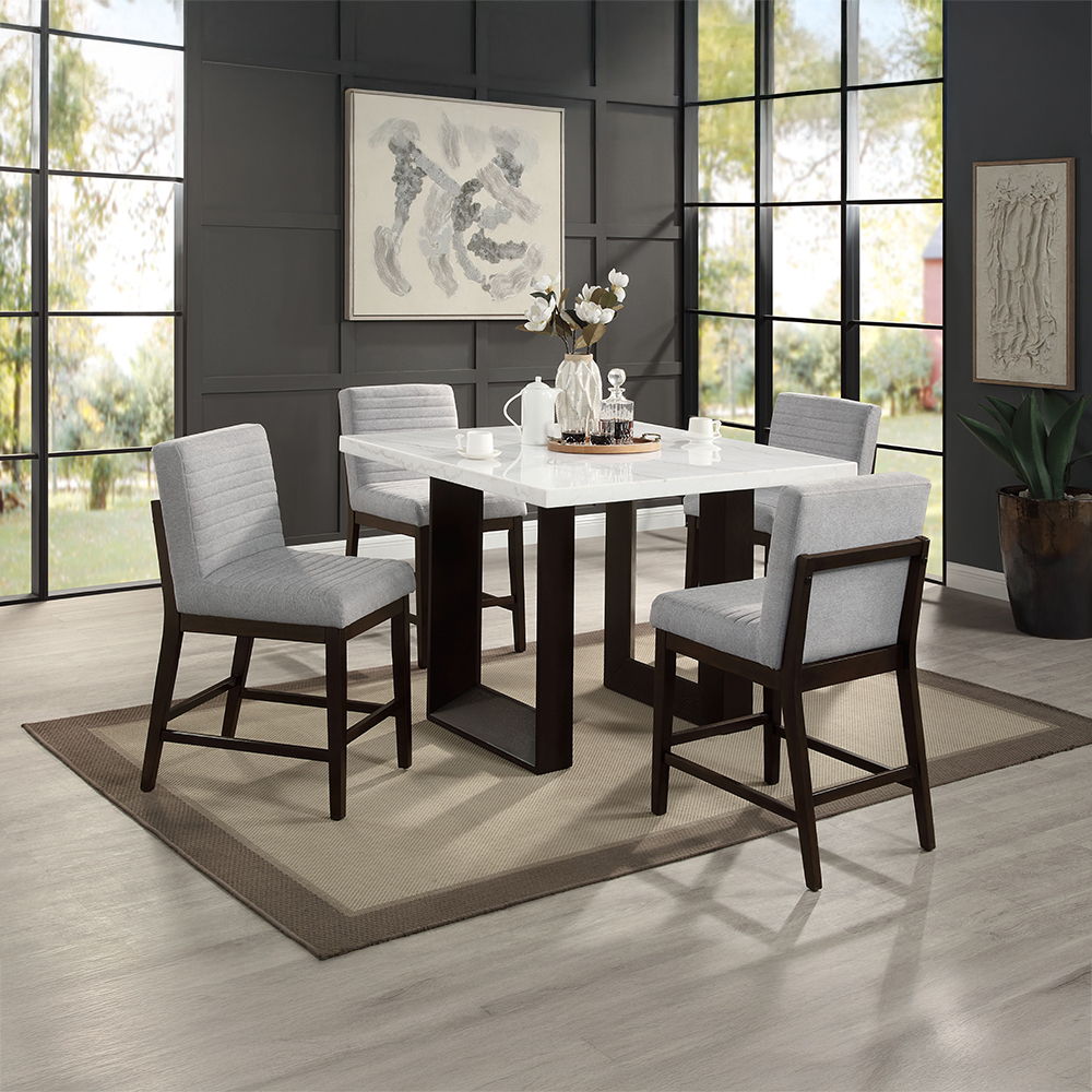 Edwyn - Counter Height Chair (Set of 2) - Gray Linen & Espresso