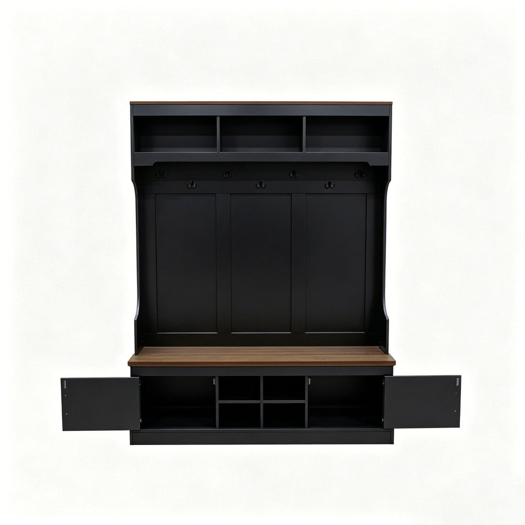 Farmhouse Hall Tree With Bench And Shoe Storage