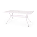 Celestine - Outdoor Cast Aluminum Dining Table With Floral Lattice Design And Umbrella Holder