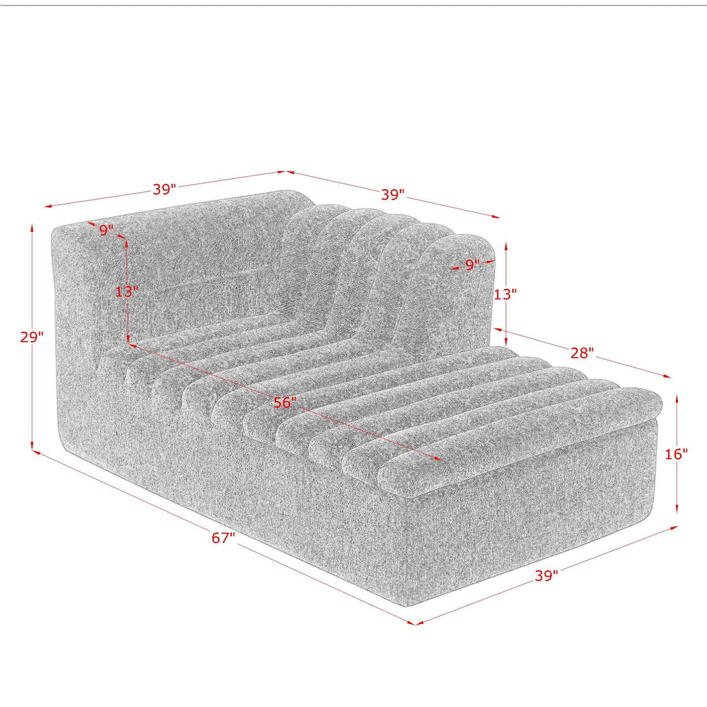 Upholstered L-Shaped Modular Sectional Sofa With Chaise, Wave-Shaped Armrest