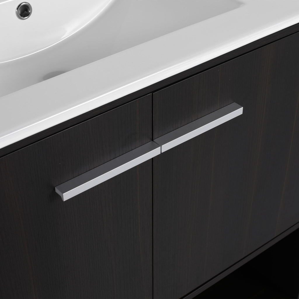 Modern Bathroom Vanity With Ceramic Sink, Freestanding Cabinet, Soft Closing Doors