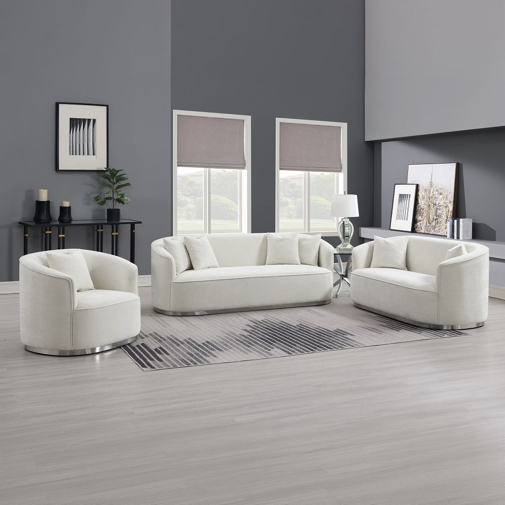 Odette - Loveseat With 2 Pillows - Beige Chenille