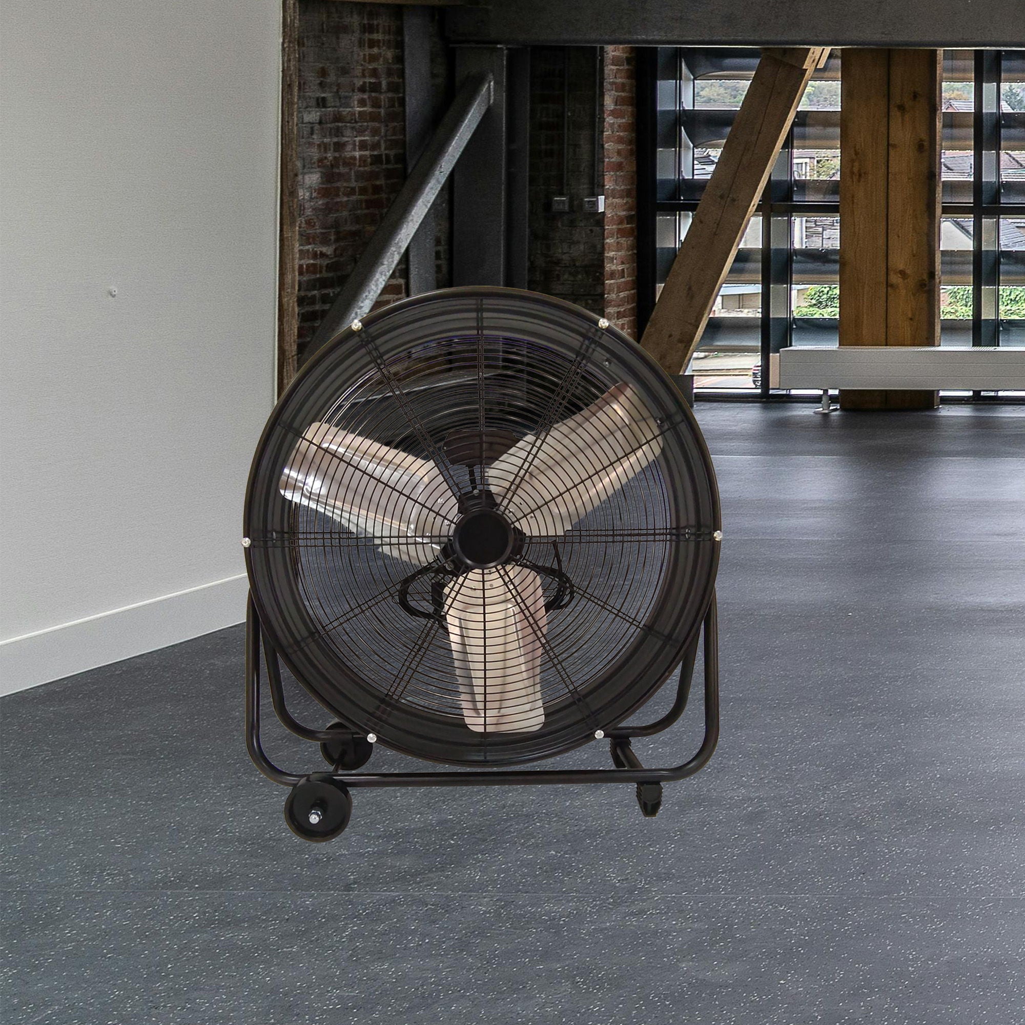 Drum Fan With Pure Copper Wiring Motor And Blades - Black