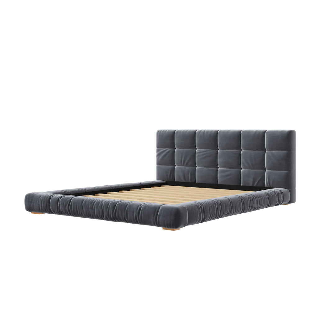 Upholstered Platform Bed Frame With Tufted Headboard