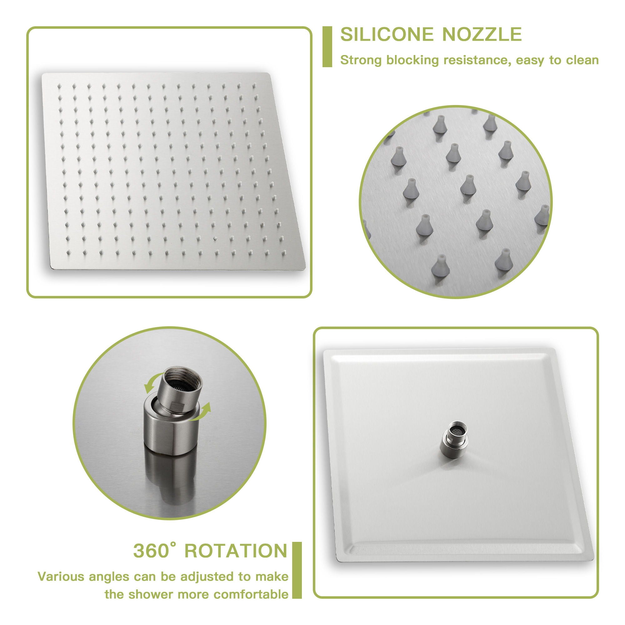 16" Ceiling Mount Square Shower System With Waterfall Tub Spout And Rough In Valve