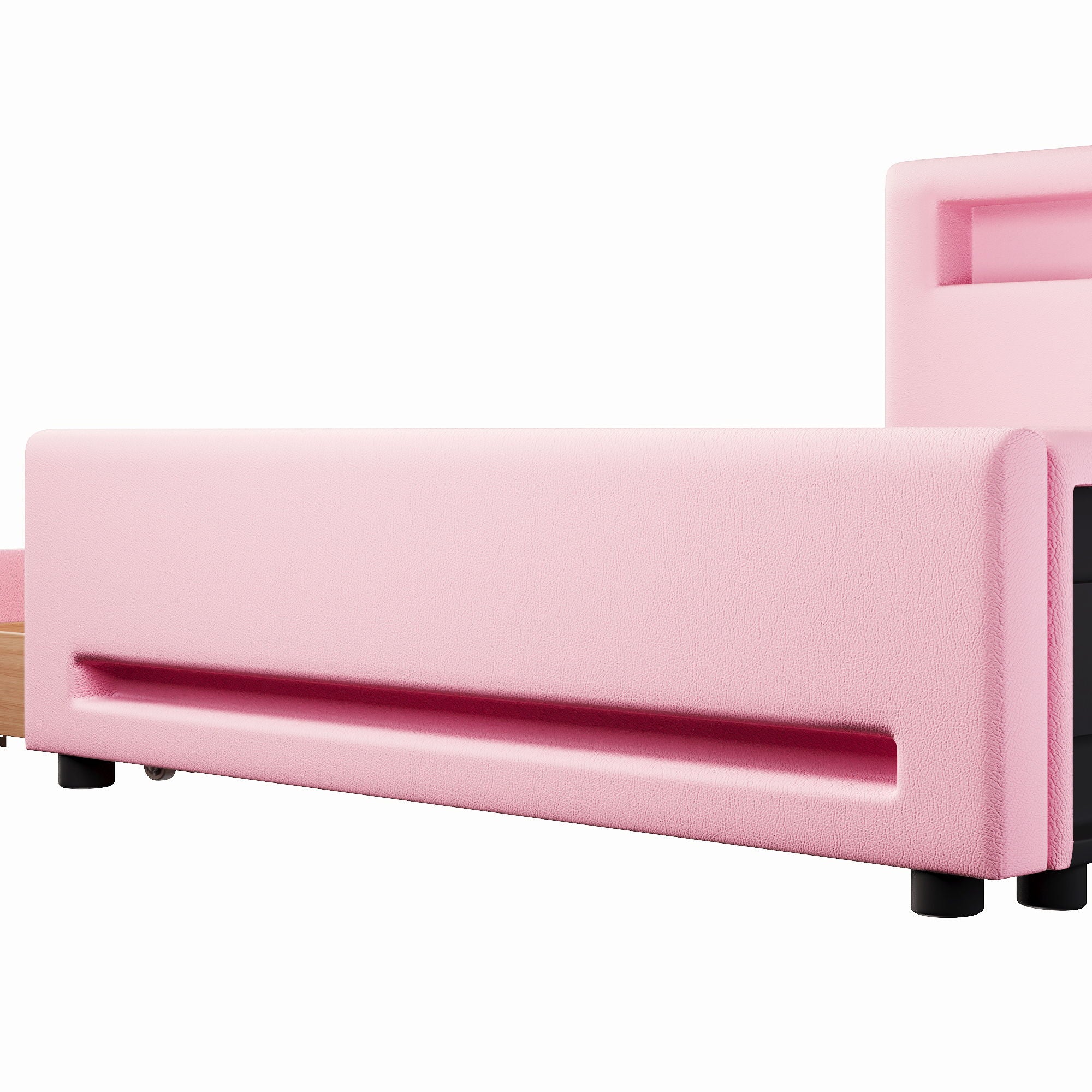 Upholstered Platform Bed With Drawer, LED Light Strip, USB Port