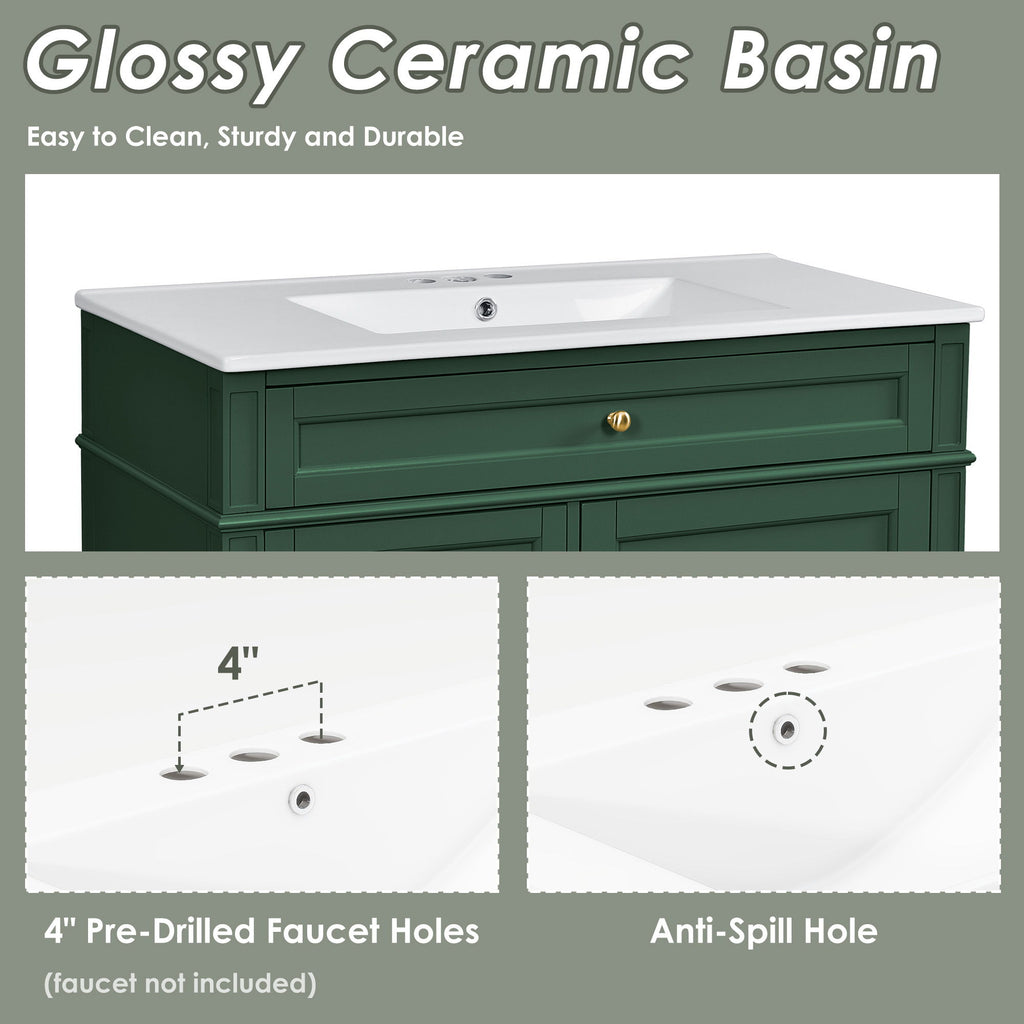 Bathroom Vanity With Top Sink, 2 Drawers And Tip Out Drawer