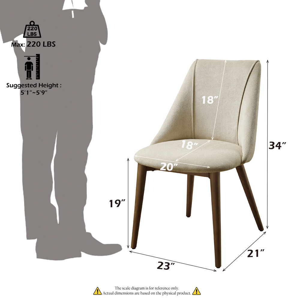 Willene - Side Chair (Set of 2) - Beige Fabric & Walnut