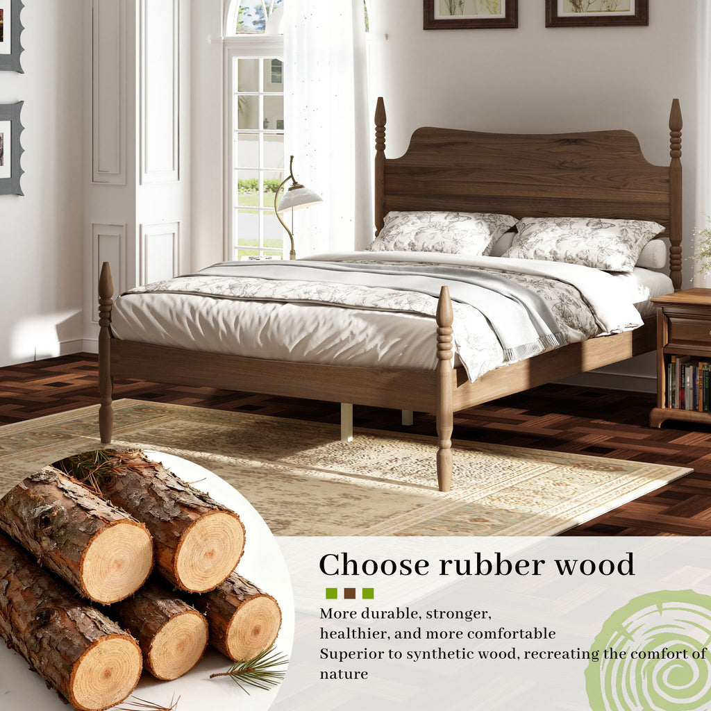 Retro 4 Poster Platform Bed Frame With Curved Tall Headboard
