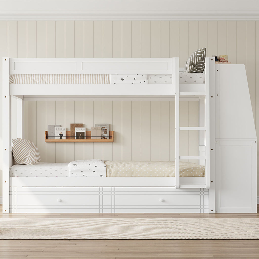 Multifunctional Bunk Bed With Desk, Bookshelves