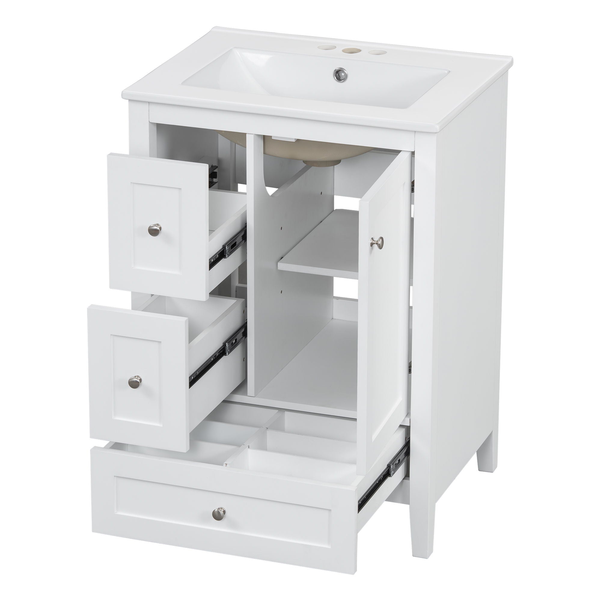 Modern Bathroom Vanity With Storage, Adjustable Shelf