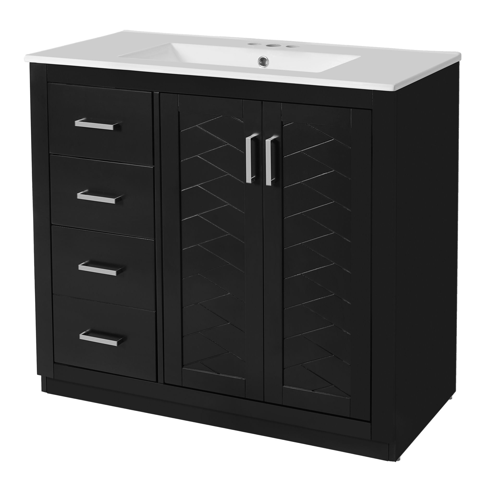 Bathroom Vanity With Sink Combo, Storage Cabinet, Freestanding Set With 3 Drawers & Soft Closing Doors