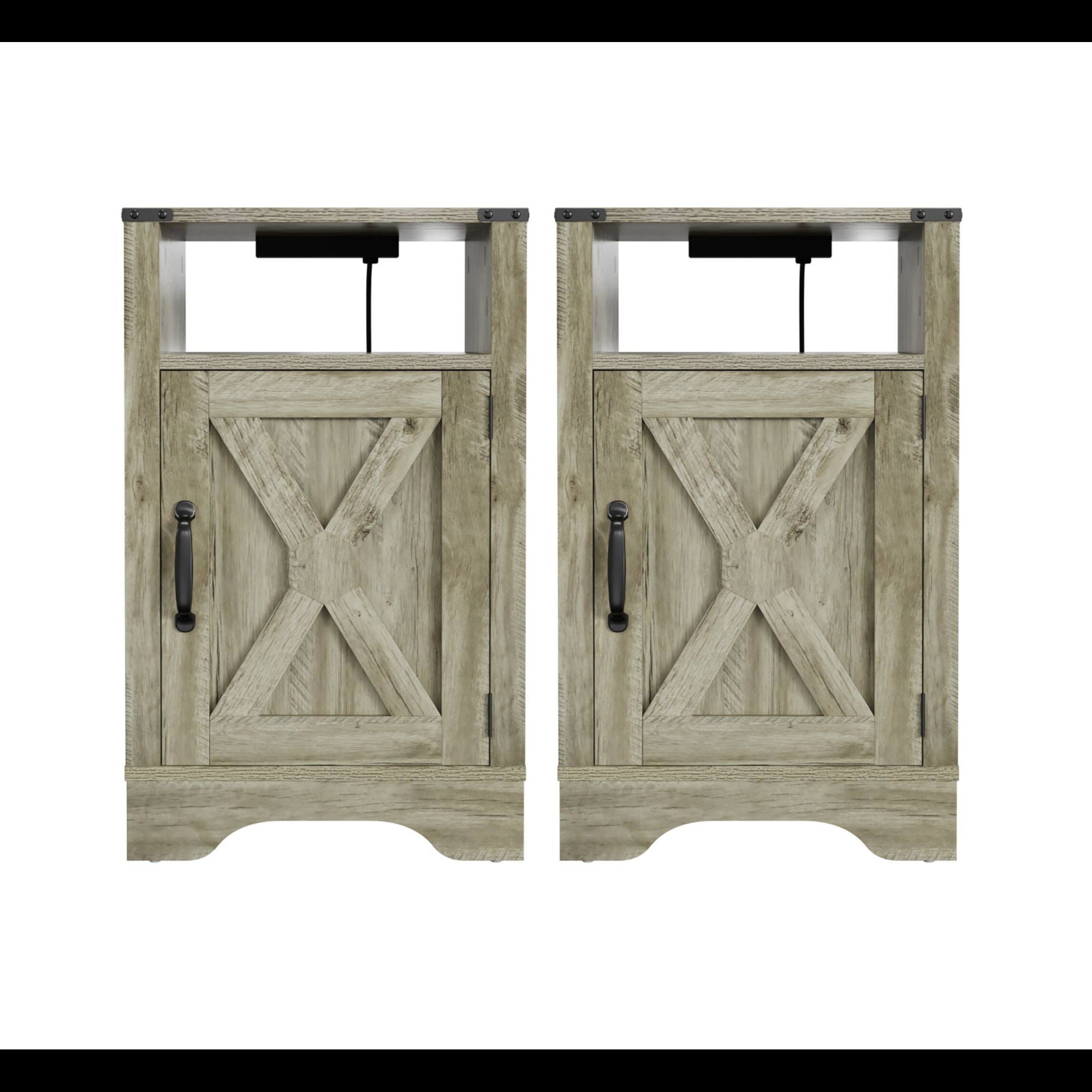 Farmhouse Nightstand, Charging Station & Storage