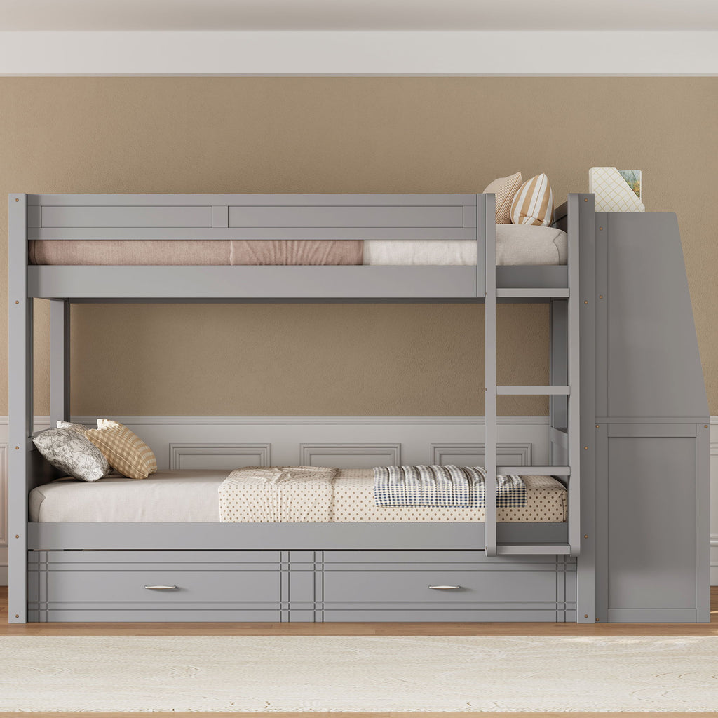 Multifunctional Bunk Bed With Desk, Bookshelves