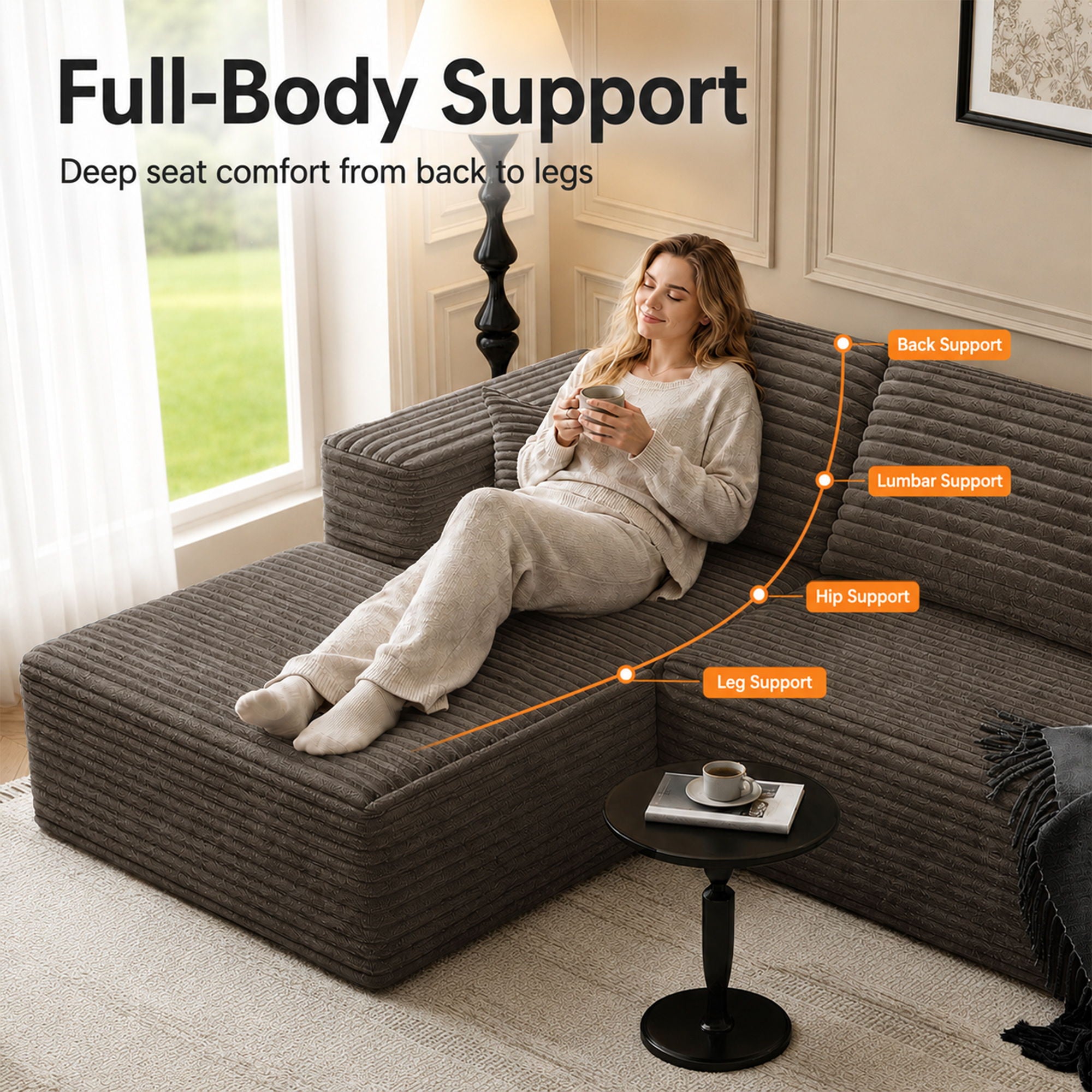 Modern L-Shaped Sectional Sofa With Left Facing Chaise