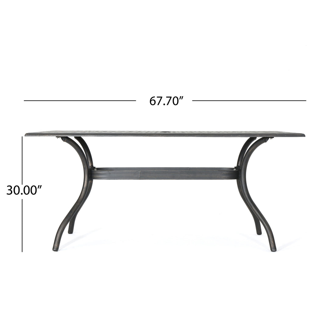 Enchantia - Outdoor Rectangular Dining Table With Weave Tabletop And Flared Legs - Copper