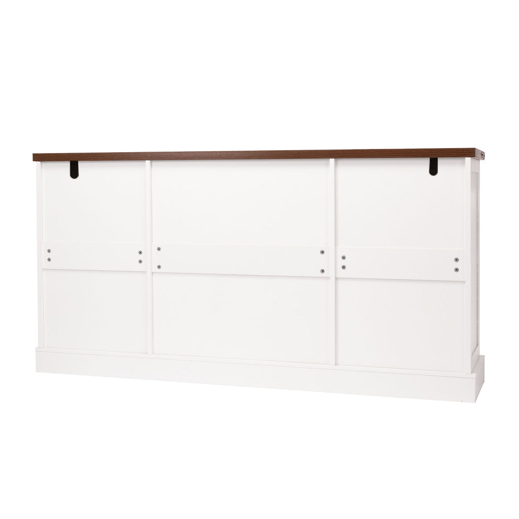 Barn Door Storage Cabinet With 2 Drawers & Door Rack, Adjustable Shelves