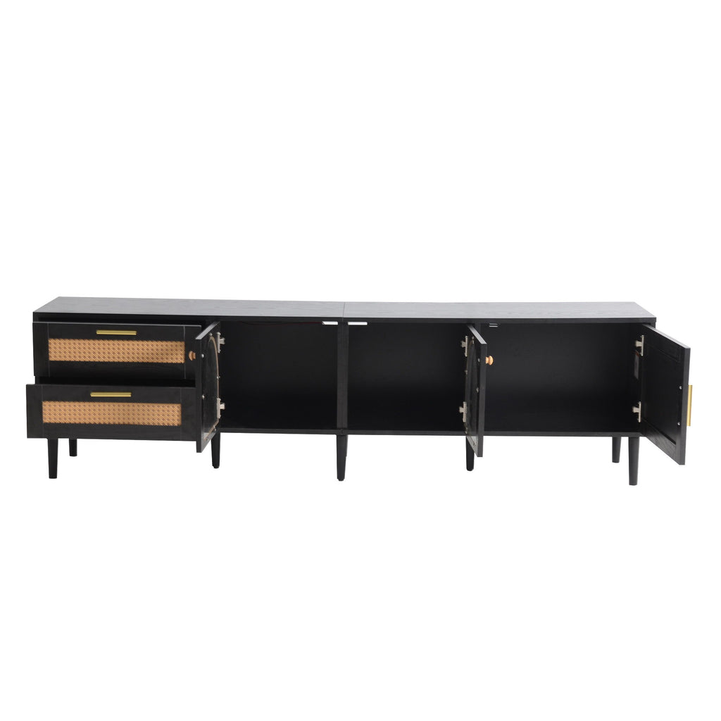 TV Stand With App-Controlled LED Lights, 2 Drawers & Door Storage