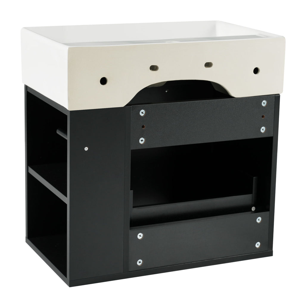 Modern Wall Mounted Bathroom Vanity With Sink, Soft Close Drawer, Adjustable Shelf, Toilet Paper Holder