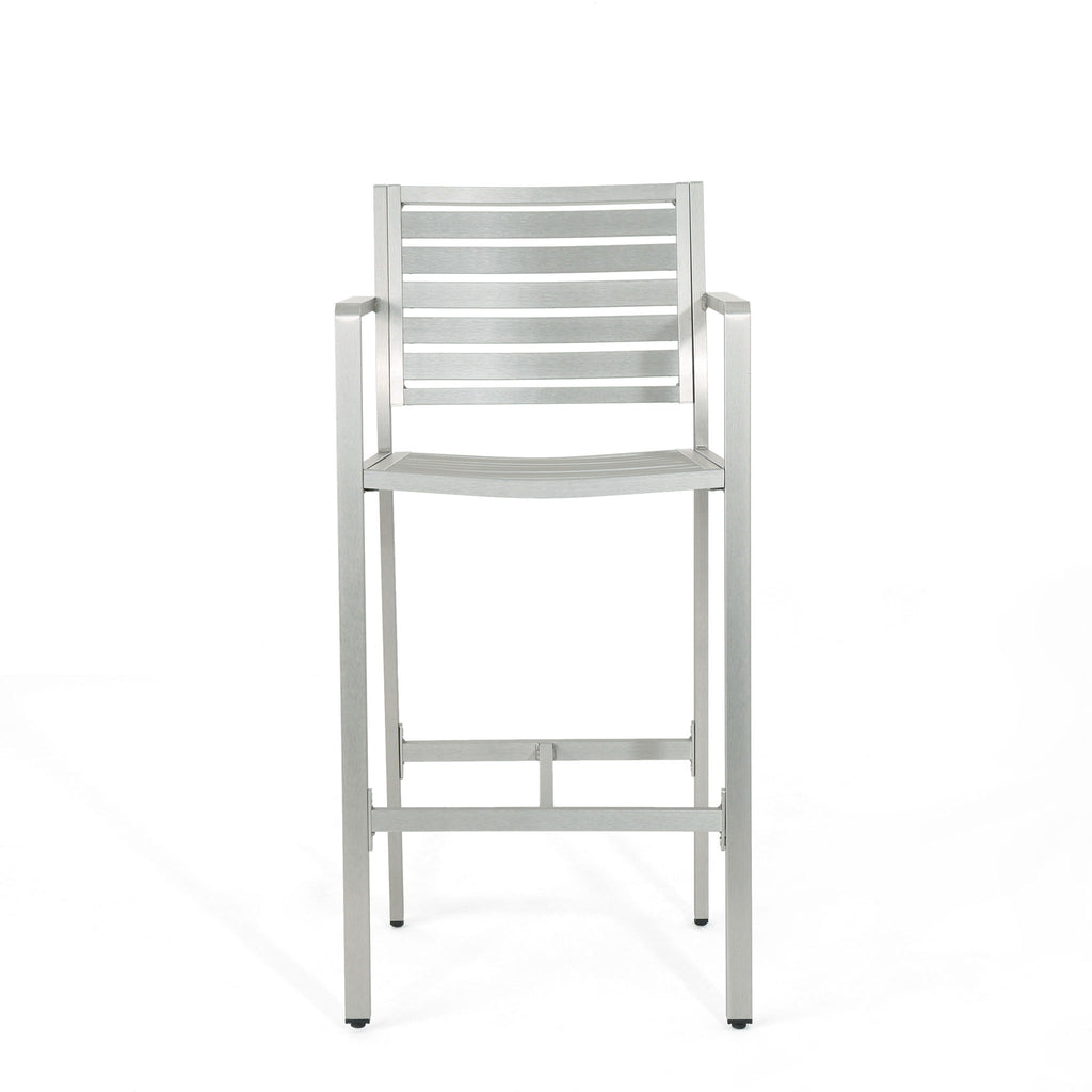 Outdoor Aluminum Rust Proof Barstools (Set of 2) - Silver