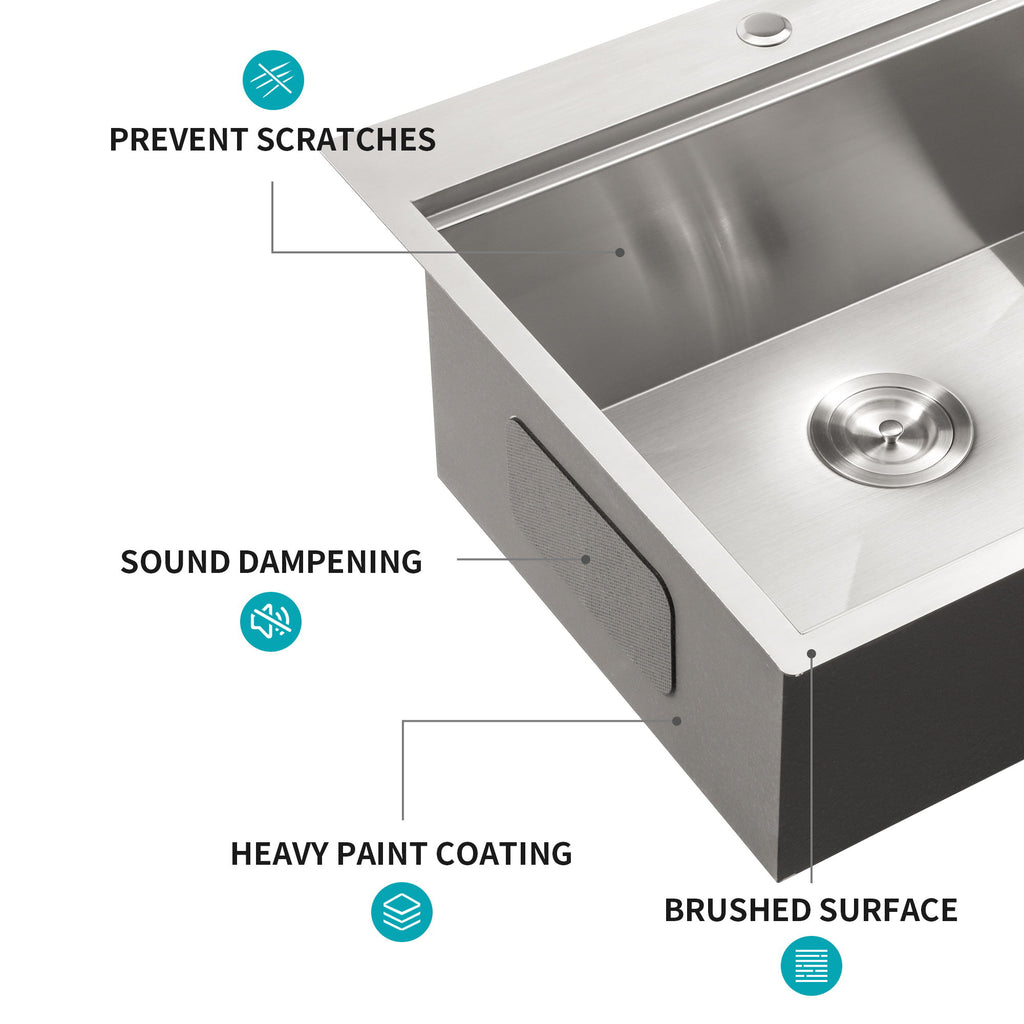 Drop In Kitchen Sink Stainless Steel 16 Gauge