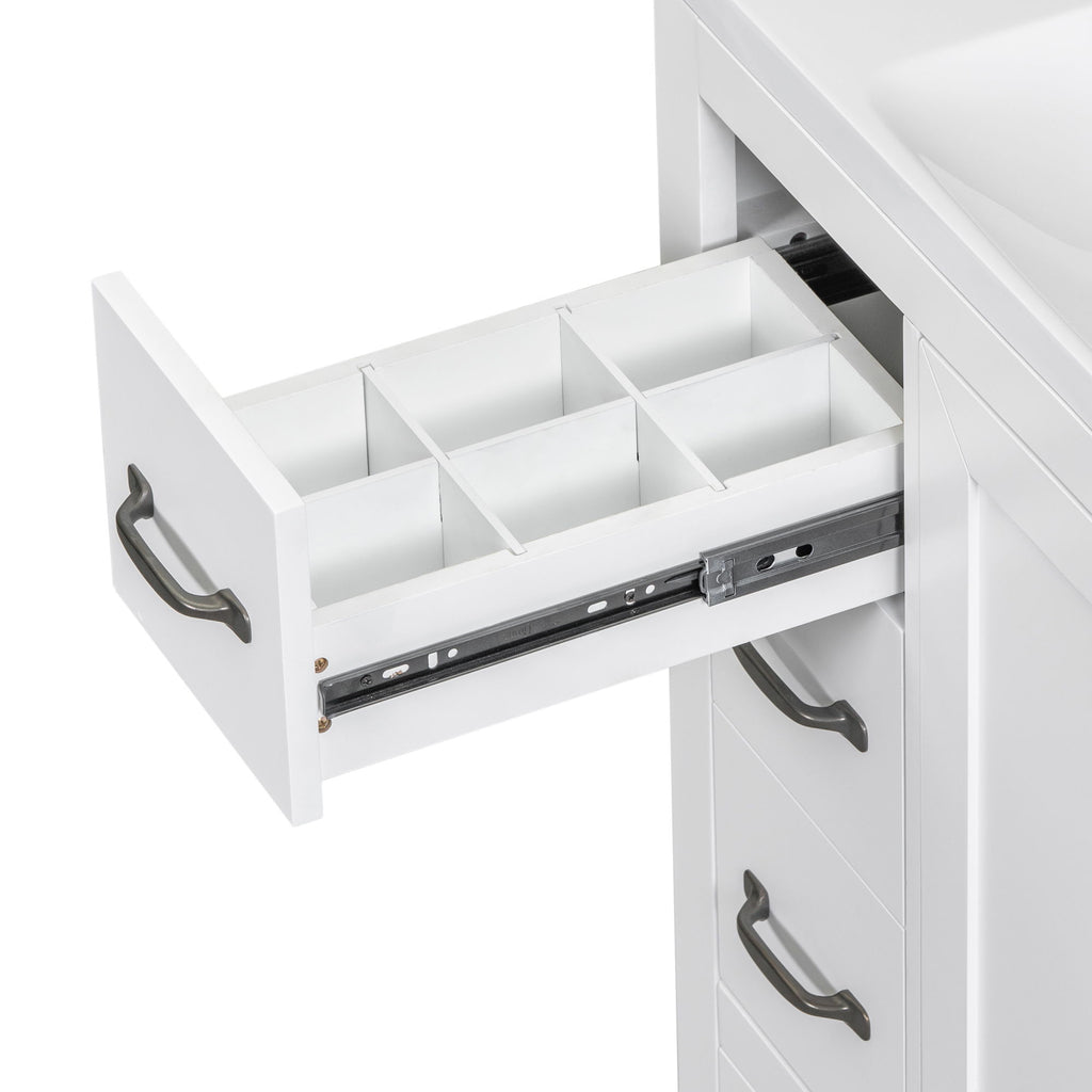 Modern Bathroom Vanity Base Only, 6 Drawer Storage With Adjustable Shelf