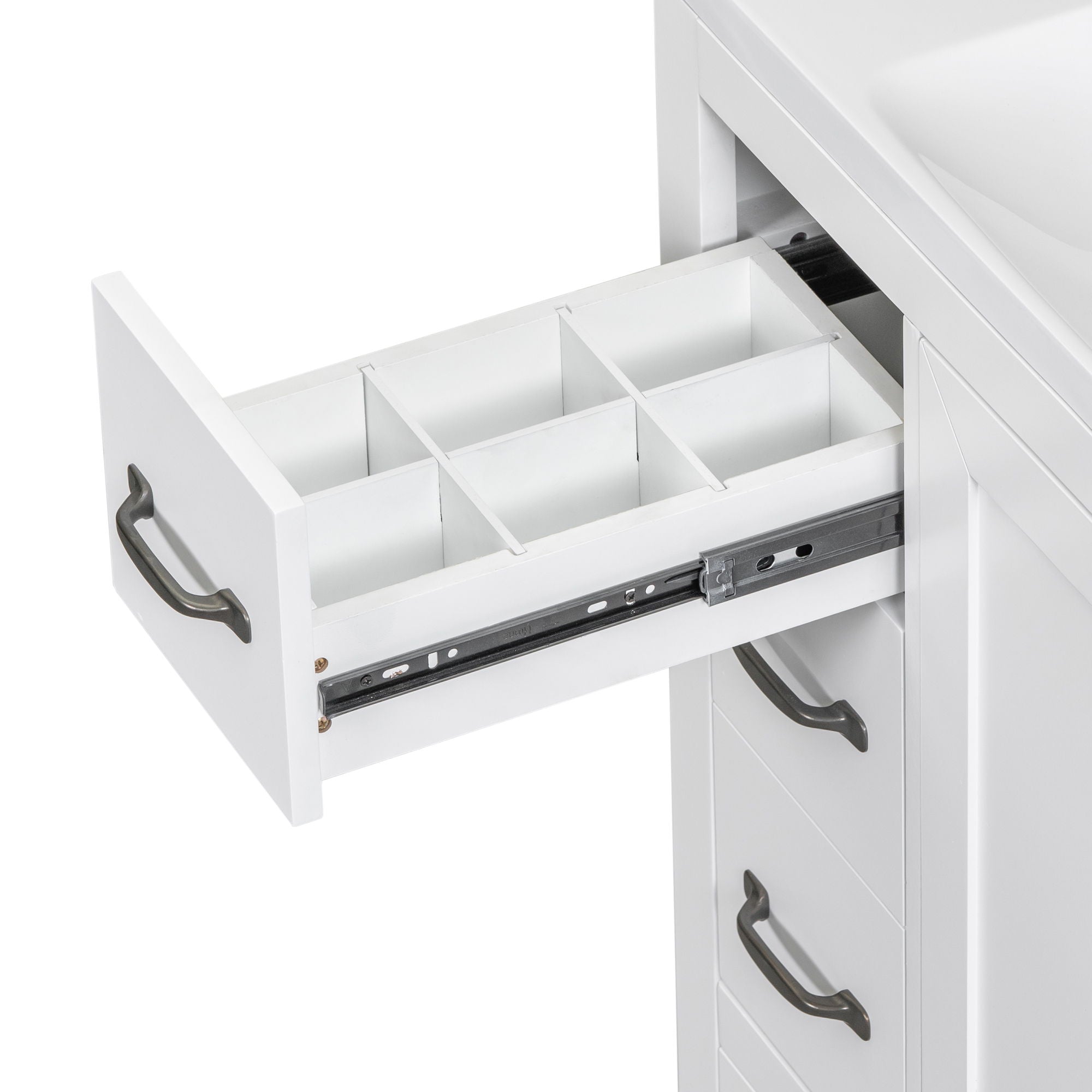 Modern Bathroom Vanity Base Only, 6 Drawer Storage With Adjustable Shelf