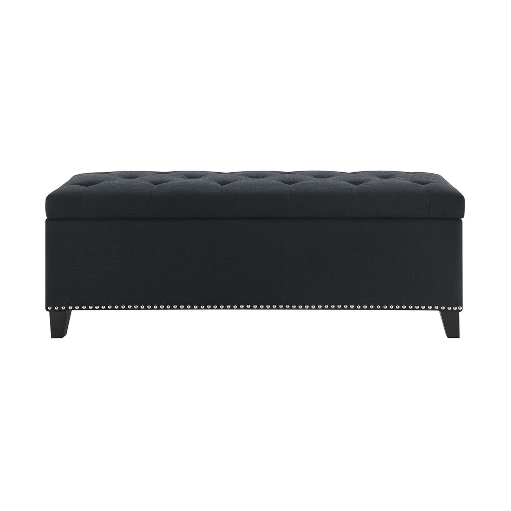 Button-Tufted Storage Ottoman With Safety Close Hinge