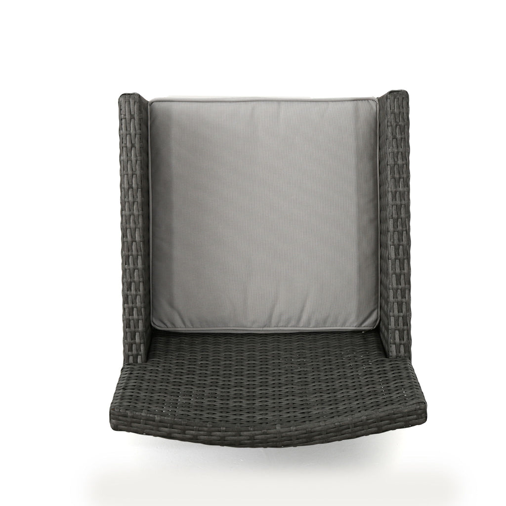 Outdoor Rattan Dining Chair With Straight Legs And Sloped Arms
