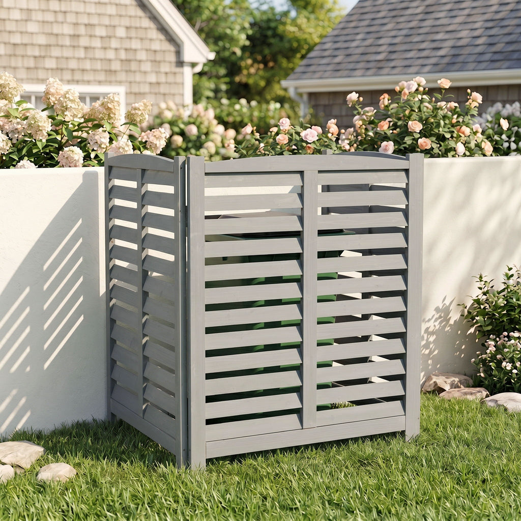3 Panel Outdoor Wooden Air Conditioner Fence