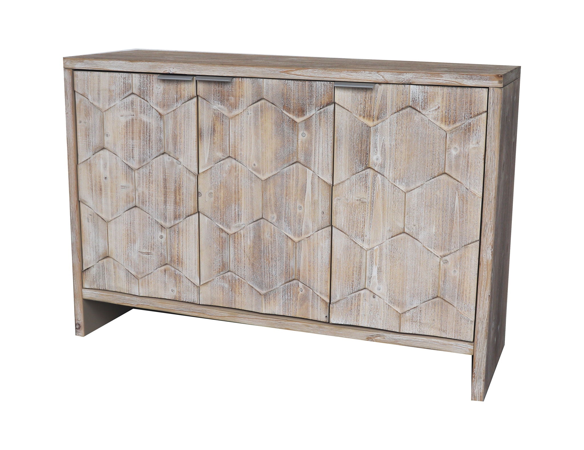 Accent Cabinet Farmhouse Style 3 Door Wooden Cabinet Sideboard Buffet Server Cabinet Storage Cabinet, For Living Room - Natural Wood Wash