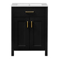 Modern Bathroom Vanity With Ceramic Sink, Soft-Close Doors, Flip Drawer, U-Shaped Shelves, Elegant Storage Solution