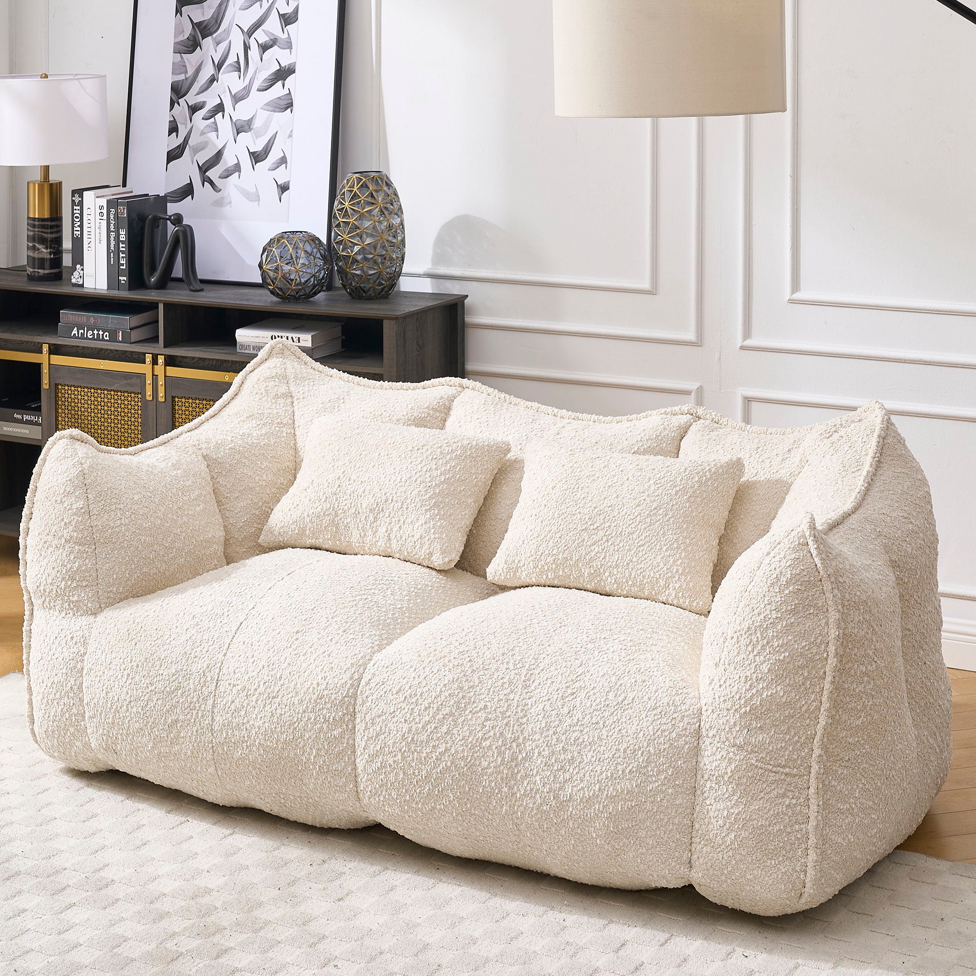 Comfortable Dual Beanbag Chair With High Resilience Foam Core For 2 People