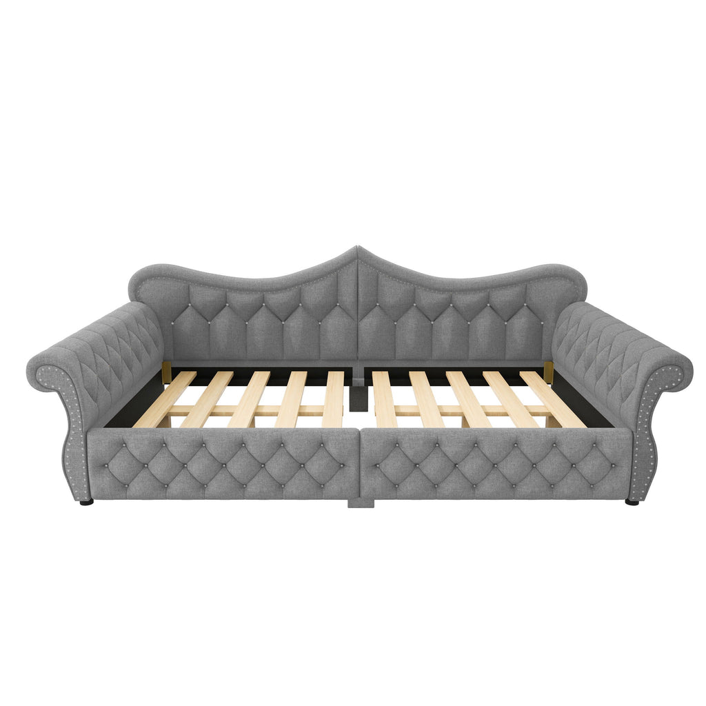 Upholstered Daybed With LED Lighting And Nailhead Trim