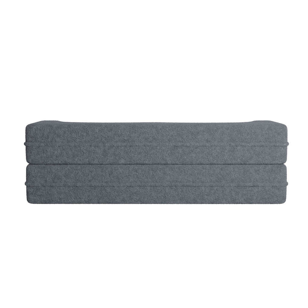 Modern Floor Sofa, With 2 Pillows, Convertible Teddy Fabric Foam Filled Bed